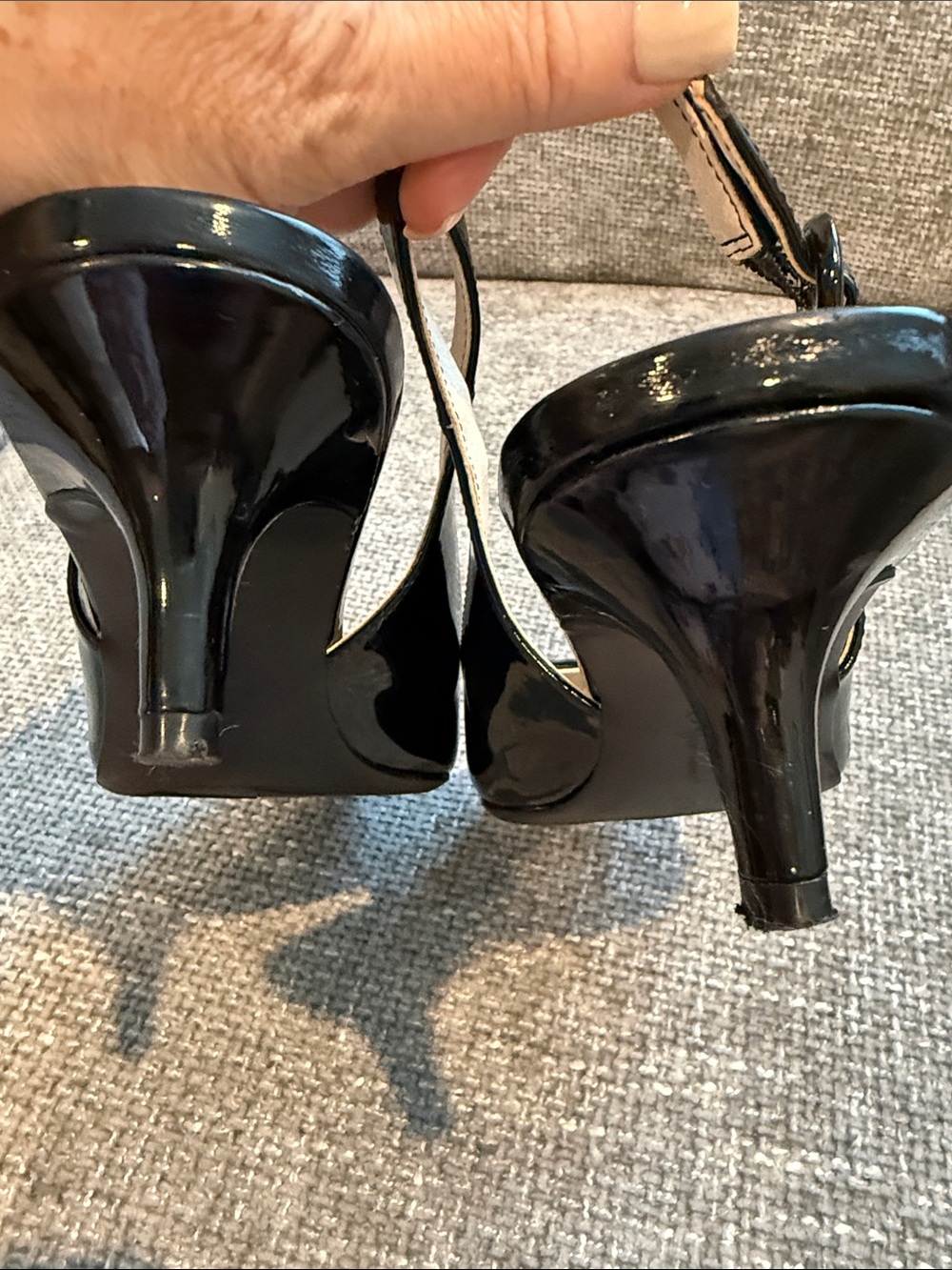Life Stride Soft System Black Patent Slingback Kitten Heels - Picture 4 of 4